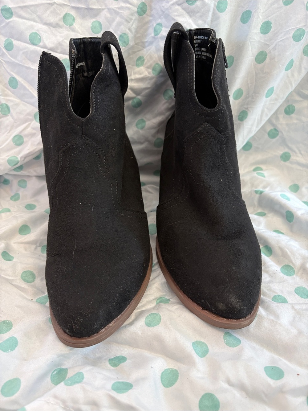 Sugar Black Suede Western Ankle Booties